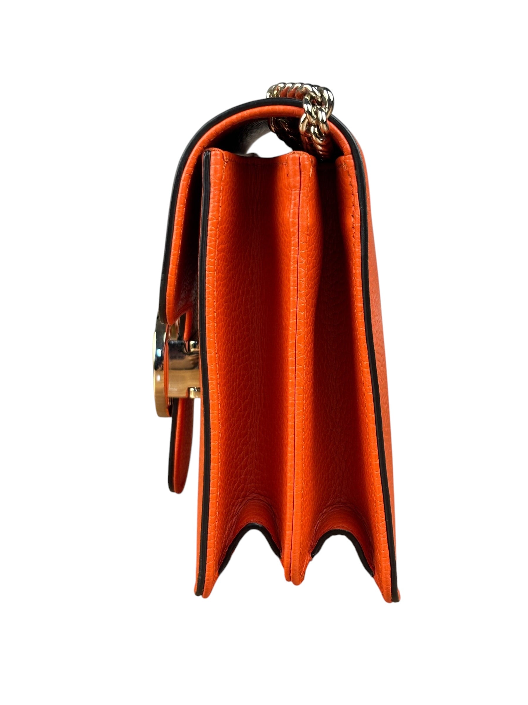 Gucci Orange Leather G Dollar Interlocking Small Shoulder Bag