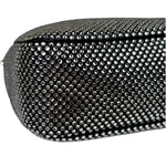 Prada Black Satin/Saffiano Leather Trim  Re-Edition Crystal-Studded Mini Pochette 2005