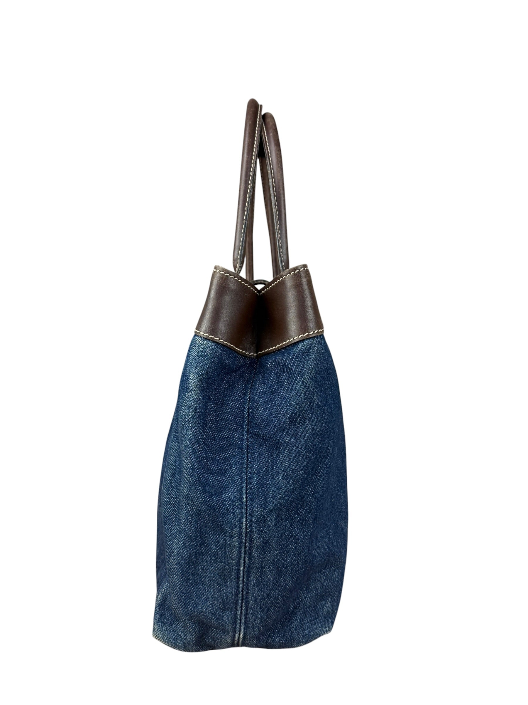 Chanel Denim CC Leather Lined Tote Bag 2001