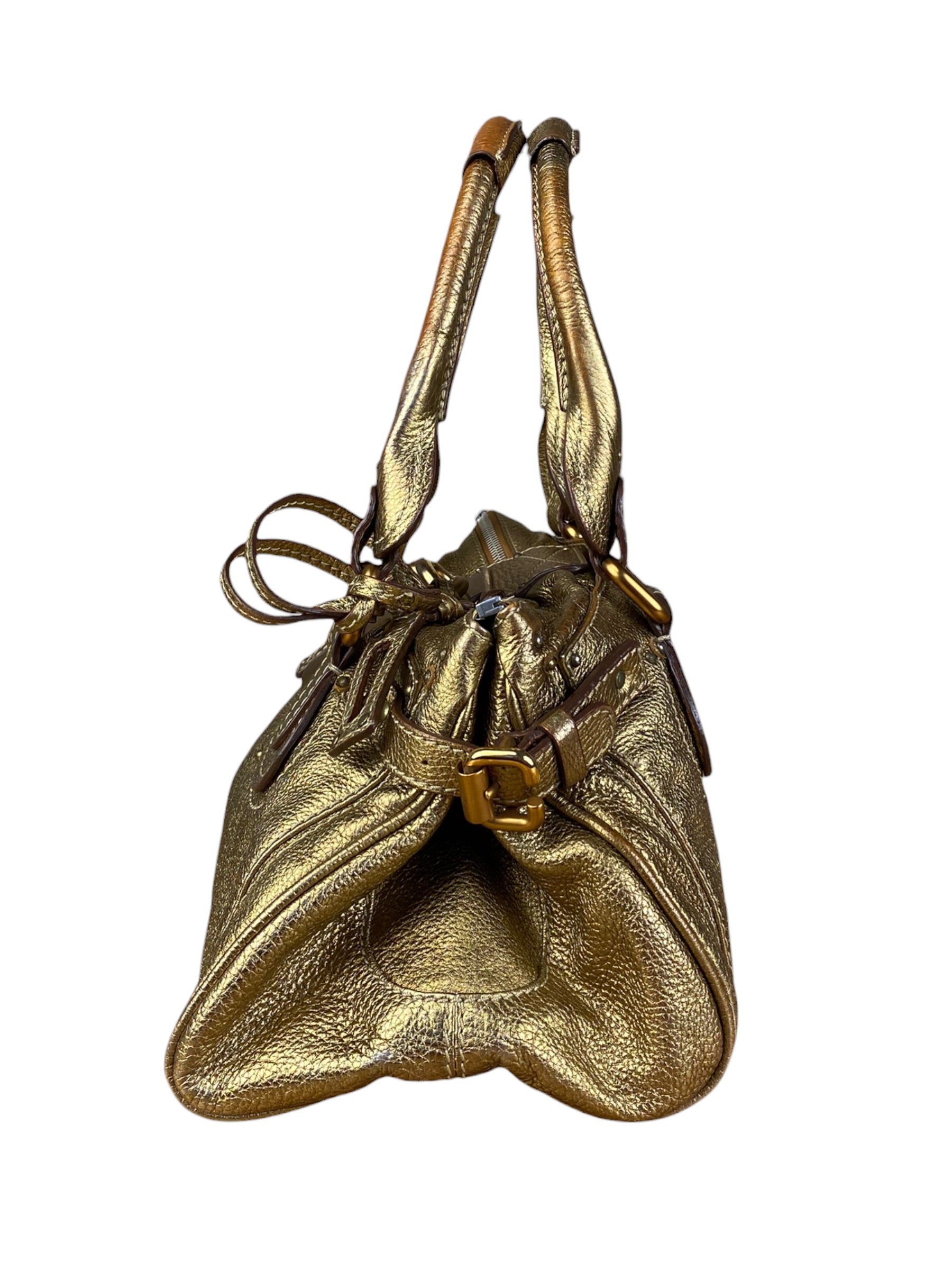 Chloé Vintage Gold Metallic Paddington Bag