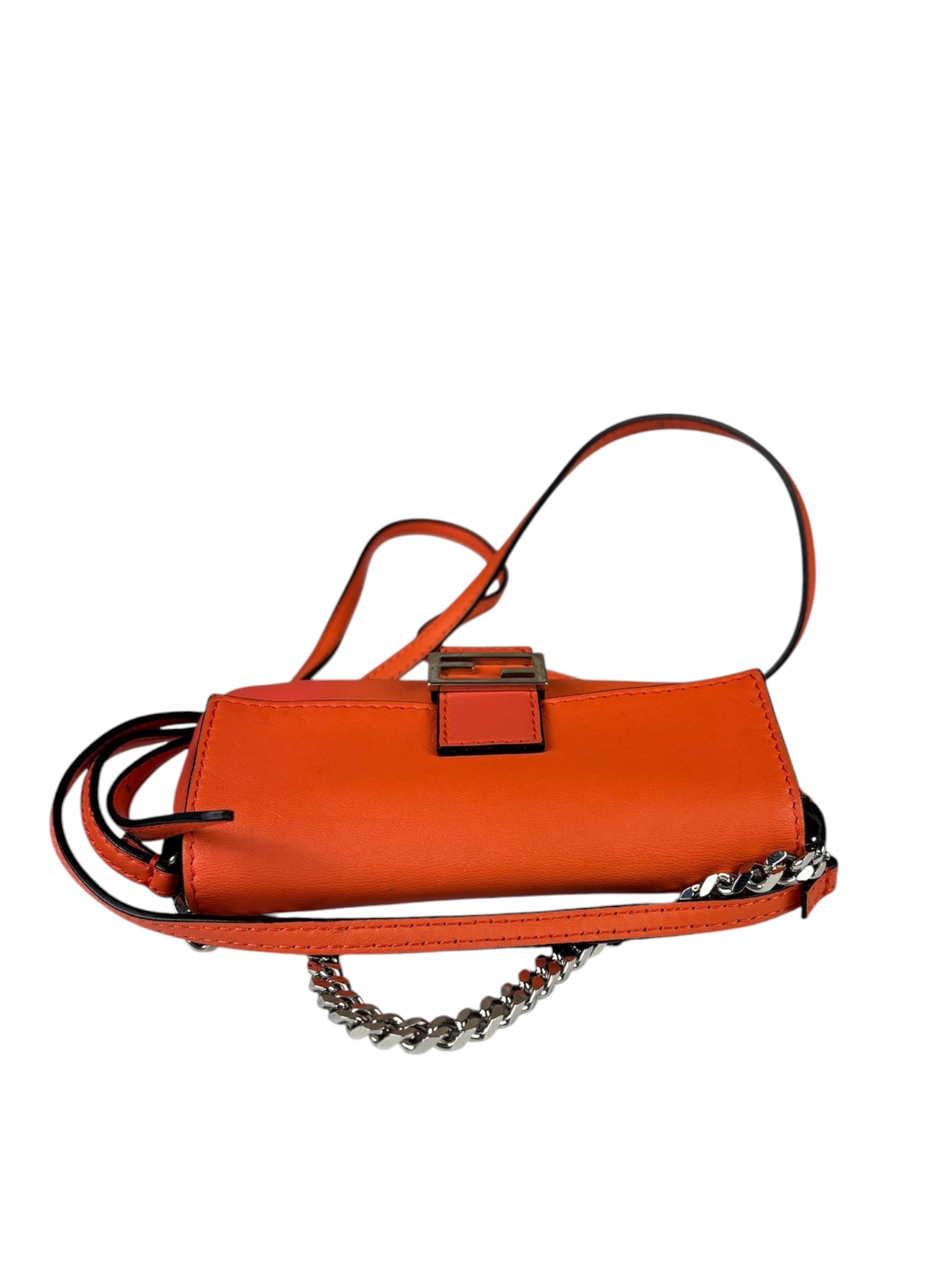 Fendi Orange Leather Mini Baguette