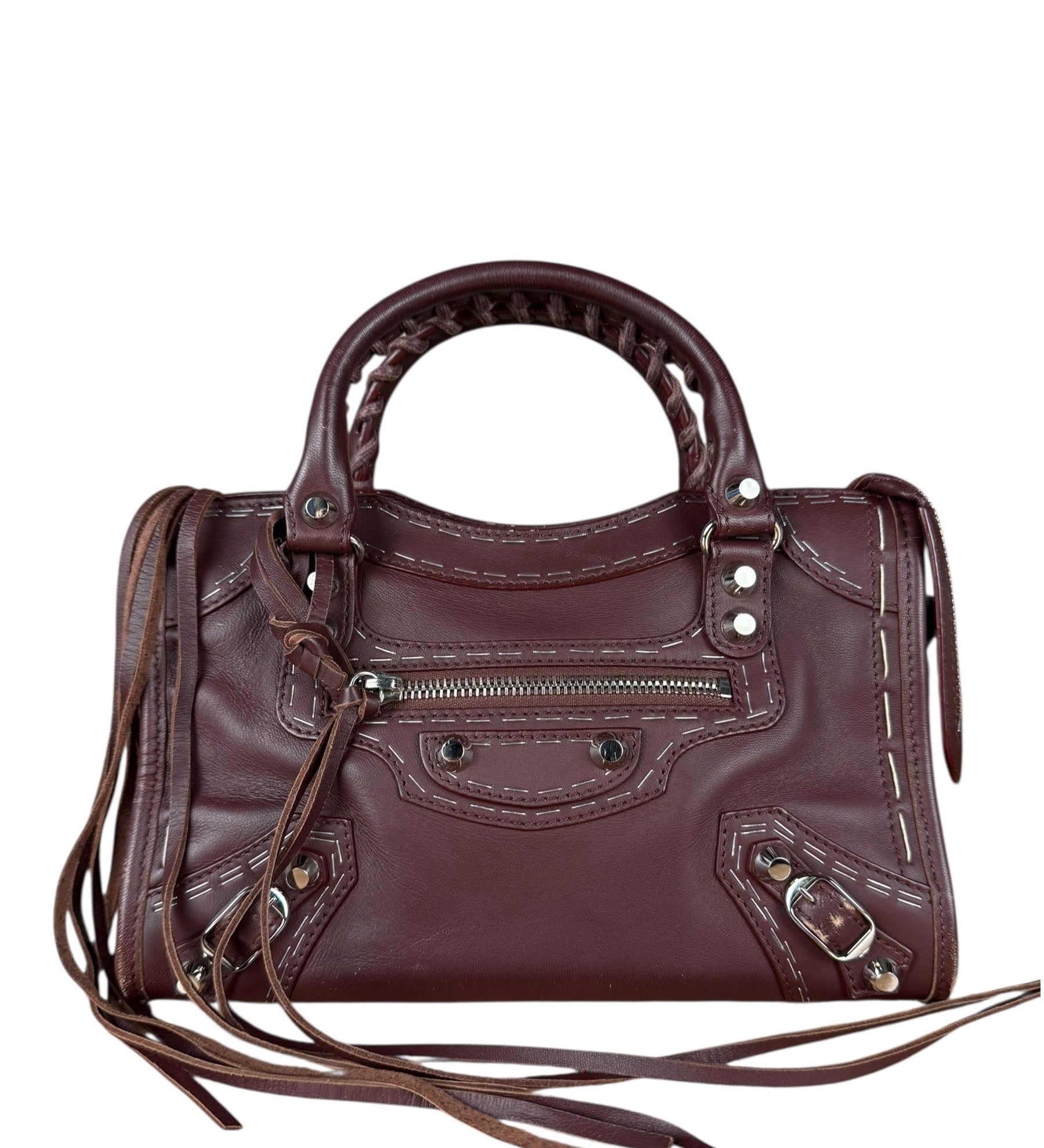 Balenciaga Burgundy Mini City Bag