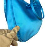 Balenciaga Blue Satin/Leather Trim Leopolda Small Hobo Bag