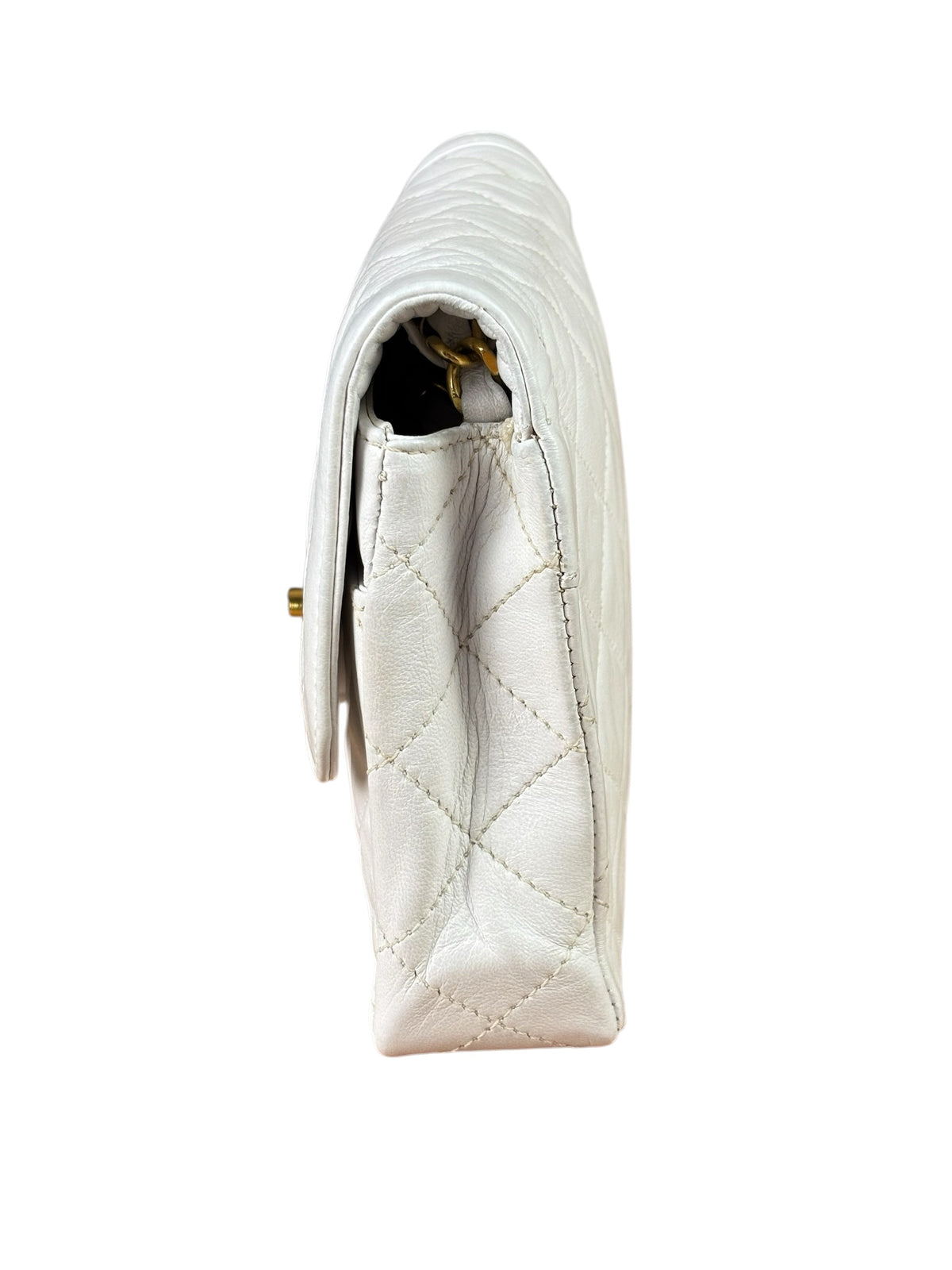 Chanel Vintage White Quilted Leather Flap Bag 1986