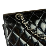 Chanel Black Patent Quilted Leather Double Flap Bag