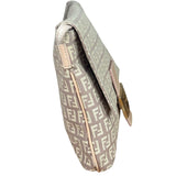 Fendi Pastel Pink Leather Trim Zucca Flap Vitello Tube Messenger Bag