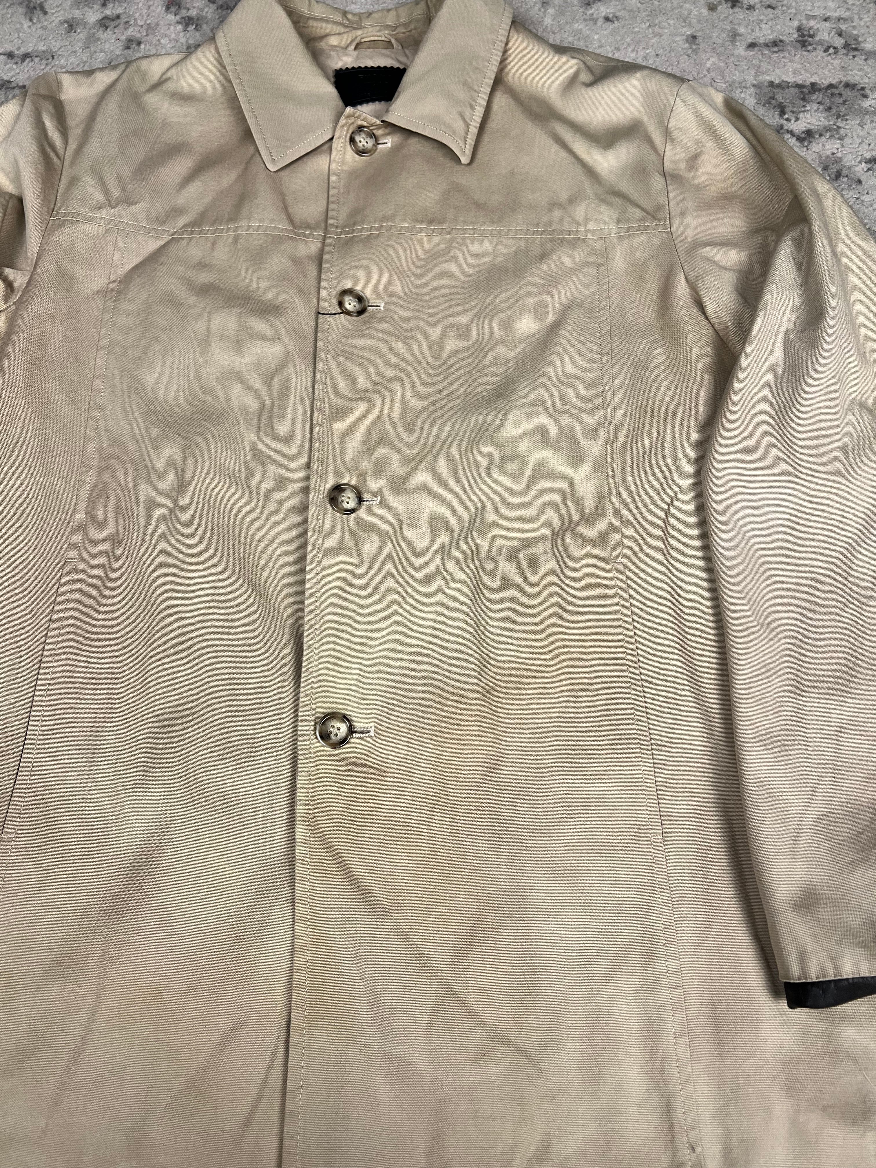 Prada Khaki Button Down Jacket Leather Lining