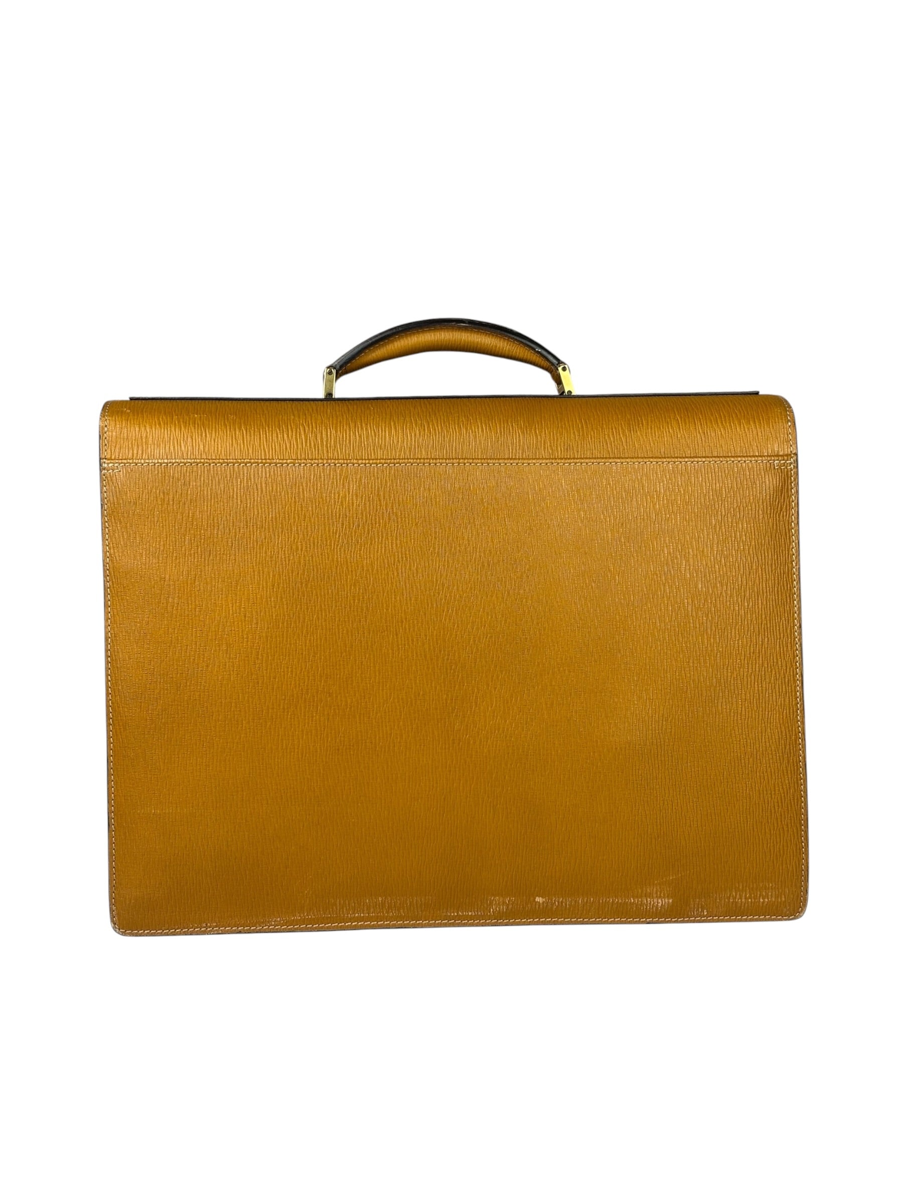 Salvatote Ferragamo Brown Leather Flap Briefcase