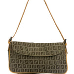 Fendi Beige Leather Trim Zucca Pochette