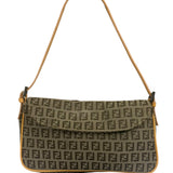 Fendi Beige Leather Trim Zucca Pochette