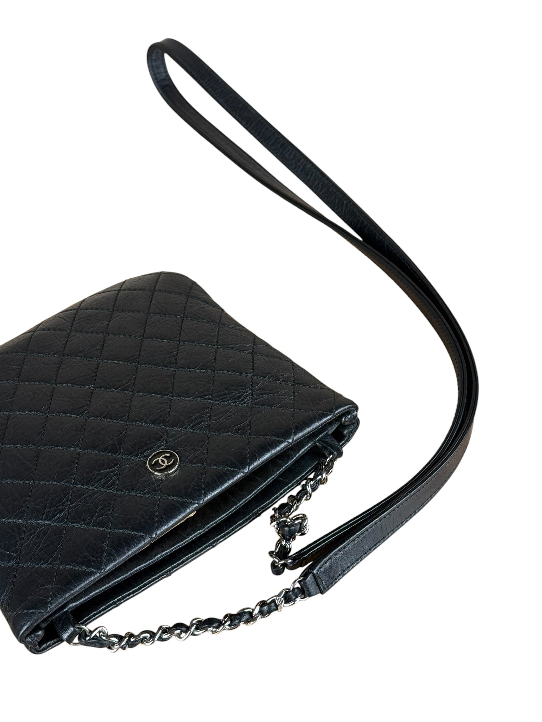 Chanel Black Quilted Leather Uniform Chain Crossbody 2018