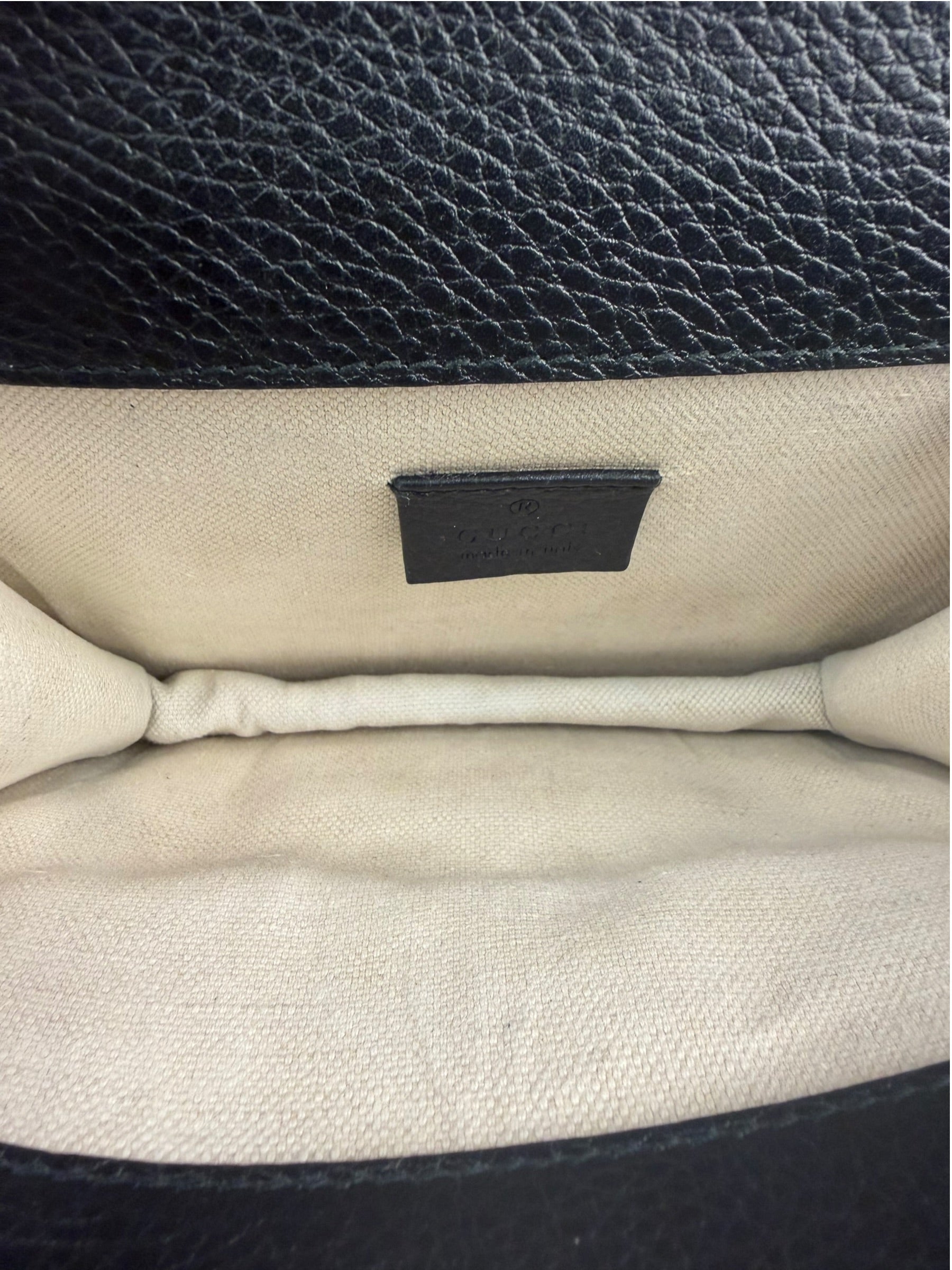 Gucci Black Pebbled Leather Dionysus Small Chain Shoulder Bag