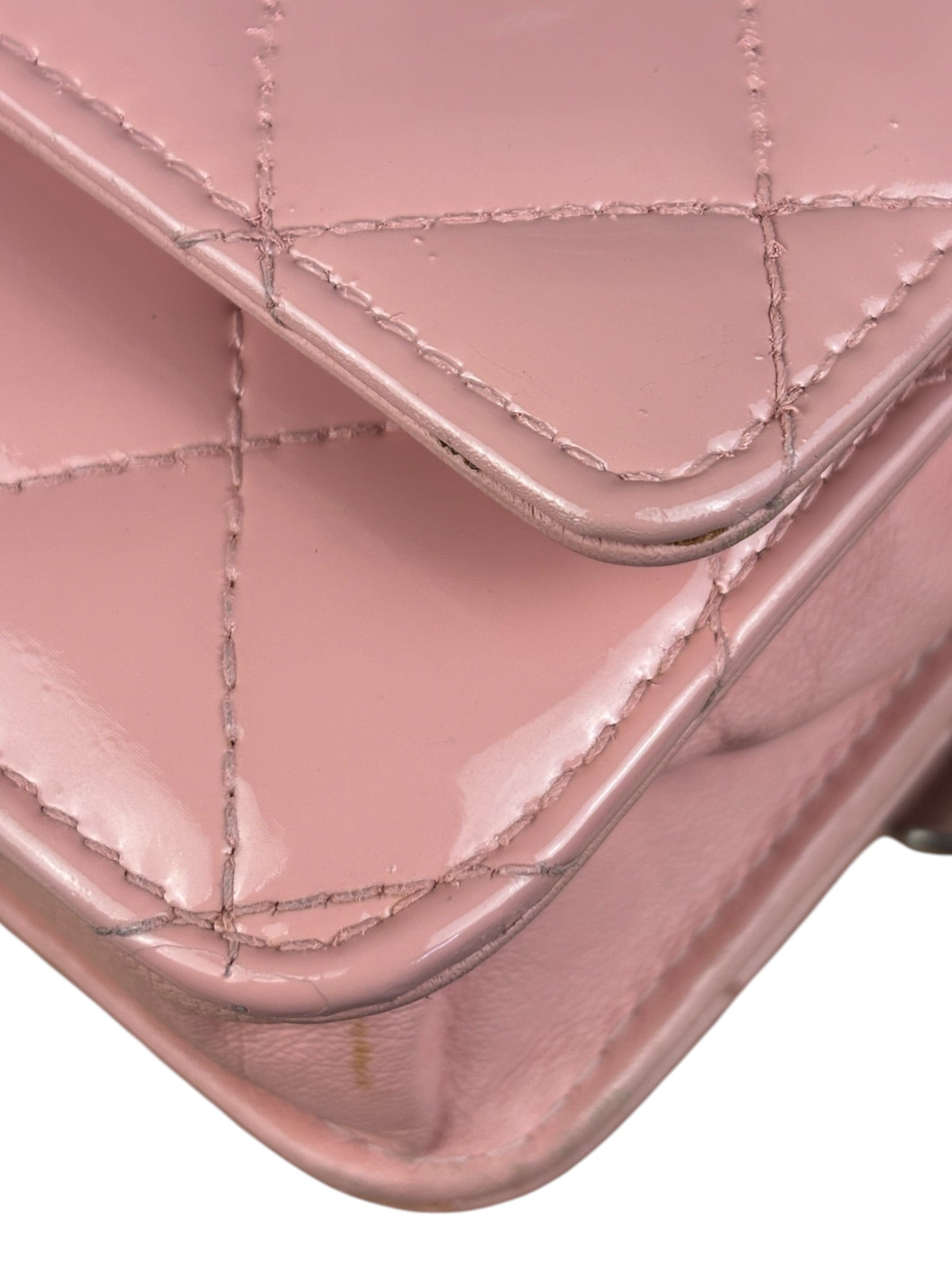 Chanel Pink Patent Quilted Wallet on Chain Bag 2012