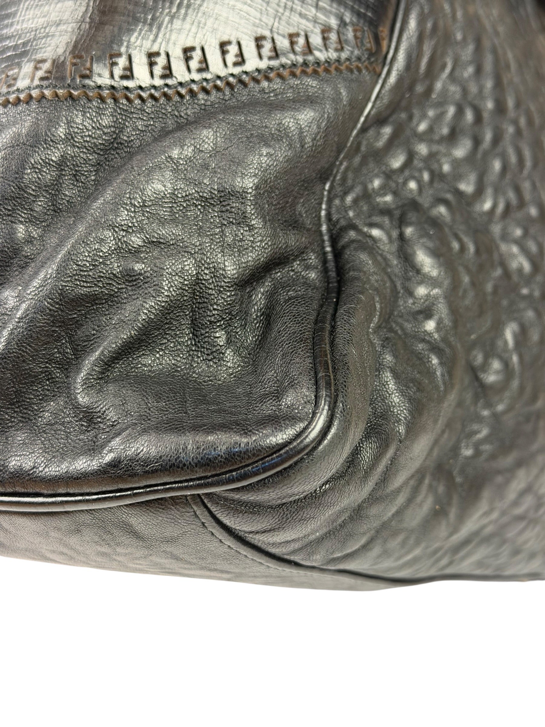 Fendi Black Leather Etniko Du Jour Shoulder Bag