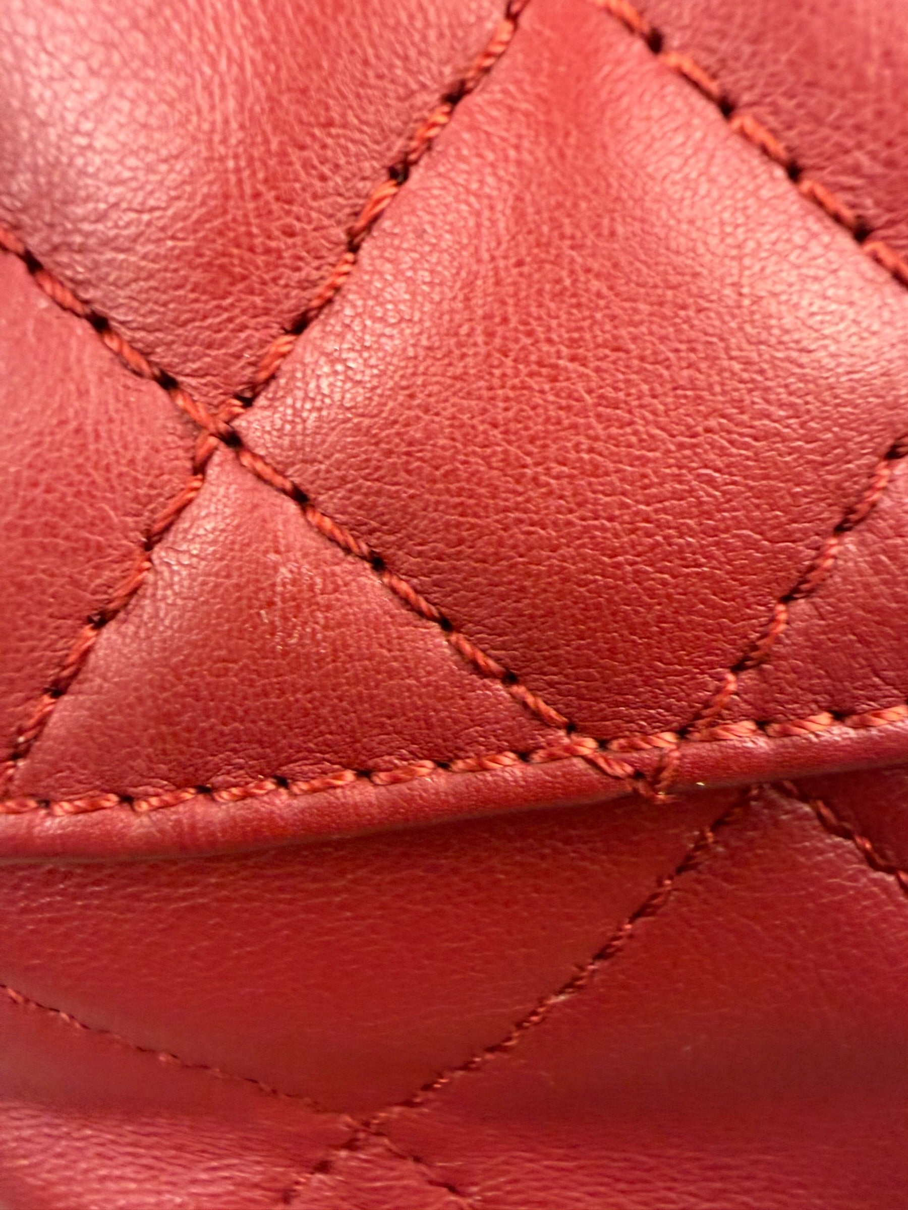 Chanel Red Qulited Leather Flap Shoulder Bag 2011