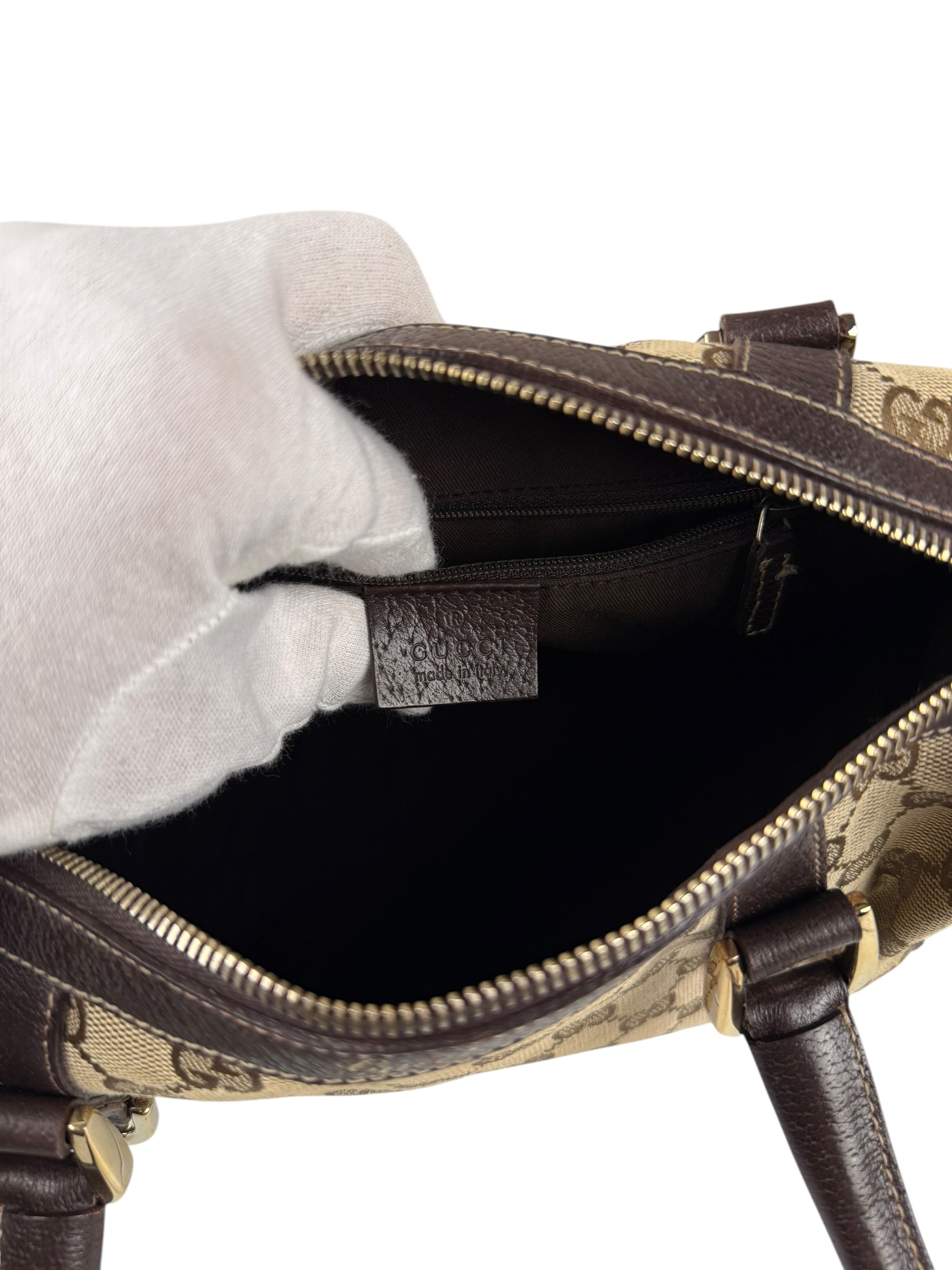 Gucci GG Canvas Top Handle Mini Boston Handbag