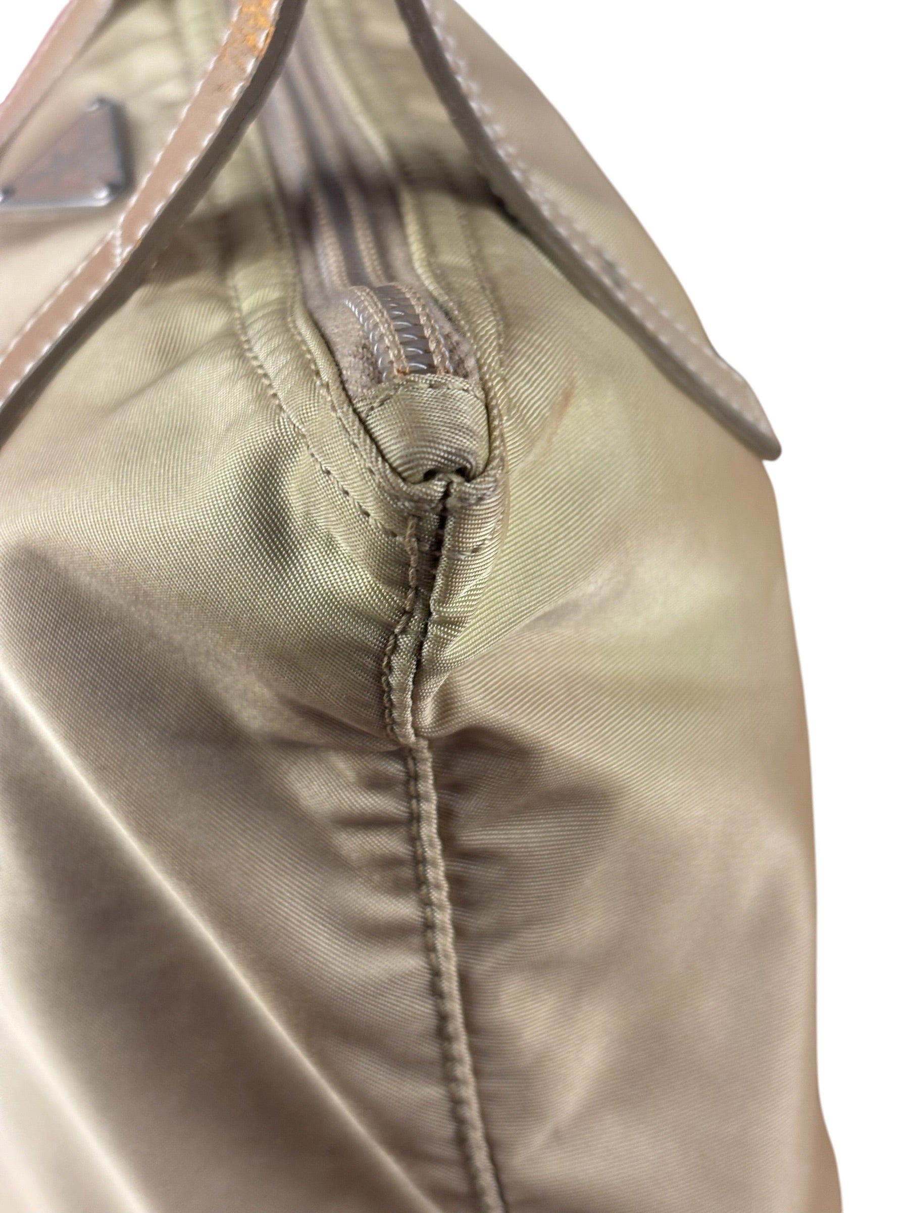 Prada Vintage Beige Nylon Top Handle Bag