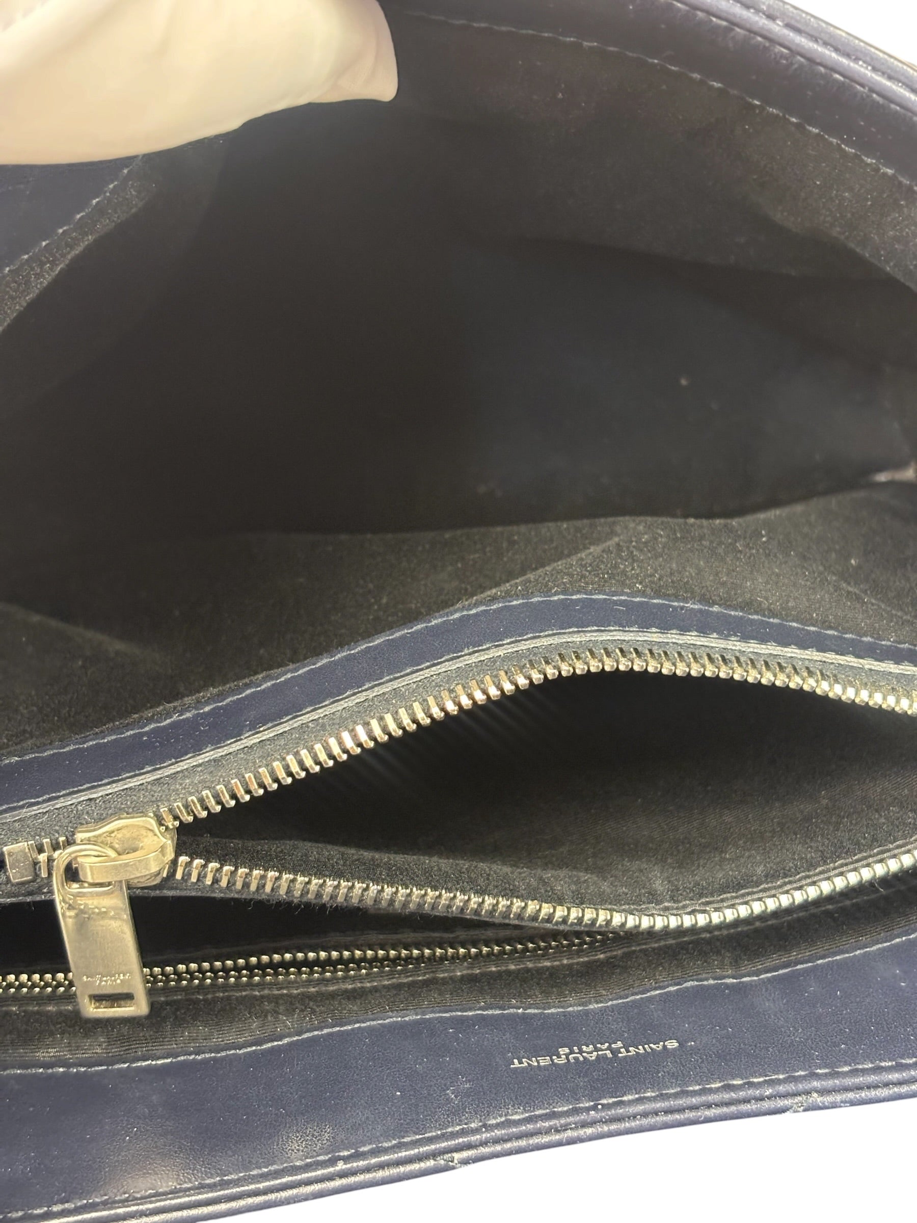 Yves Saint Laurent Navy Blue LouLou Medium Shoulder Bag
