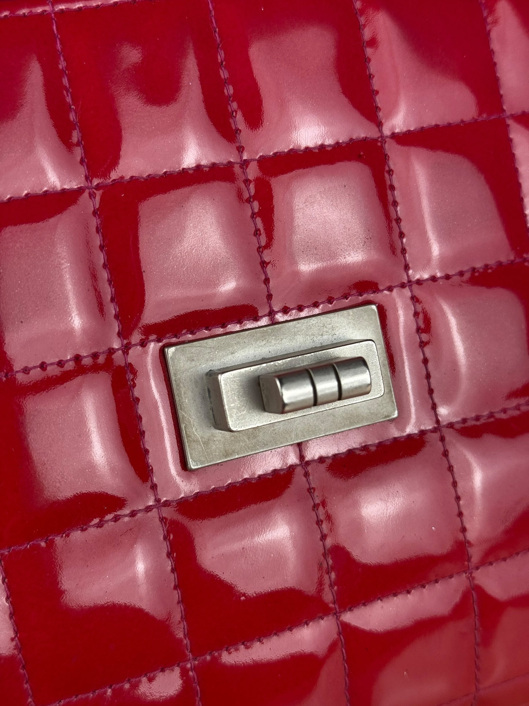 Chanel Red Patent Chocolate Bar Chain Flap Bag 2000