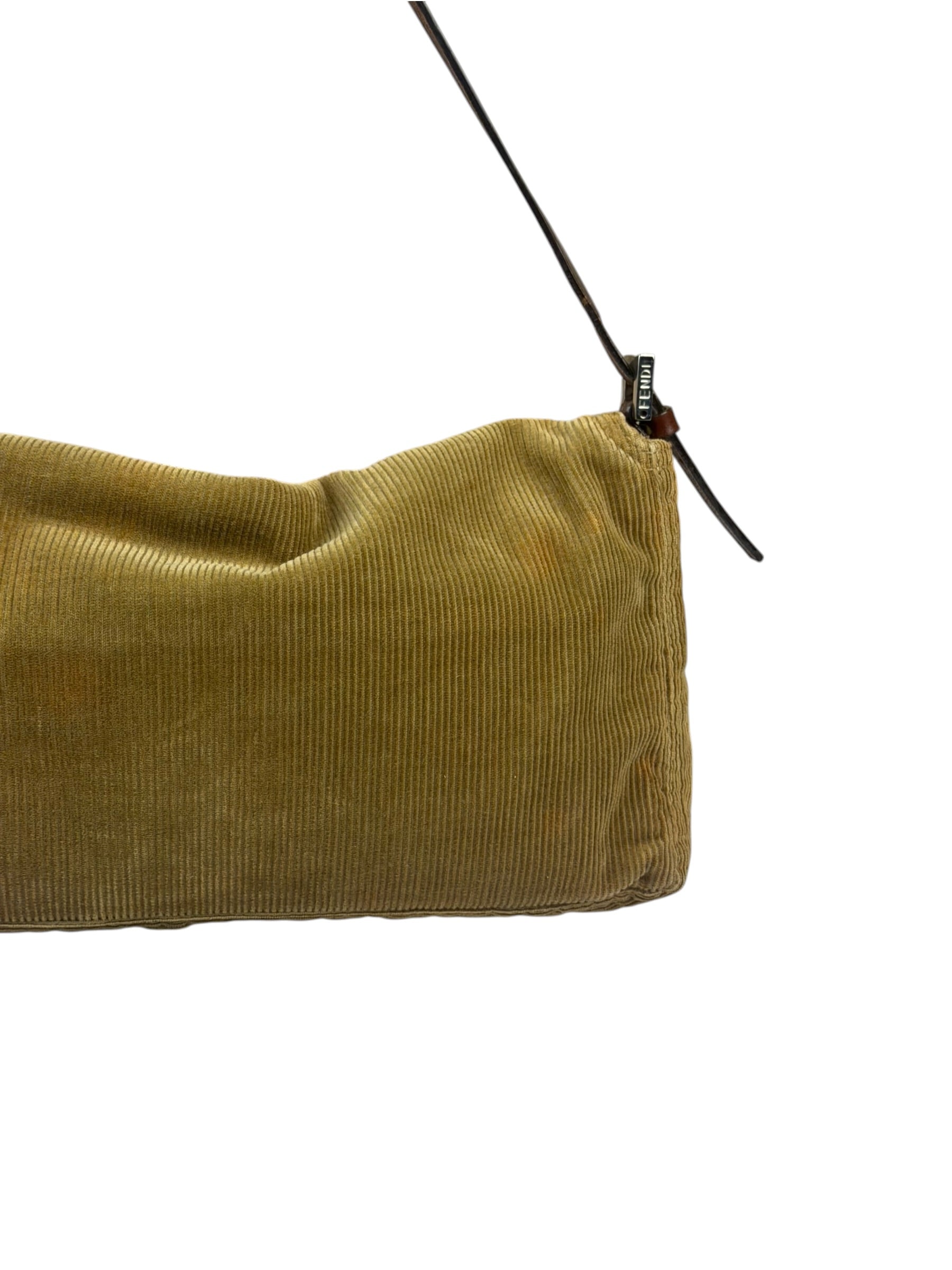 Fendi Brown Corduroy Baguette Shoulder Bag