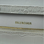 Balenciaga White Crocodile Embossed Hourglass Wallet On Chain
