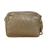 Chanel Tan Beige Chevron Leather Camera Case