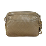 Chanel Tan Beige Chevron Leather Camera Case