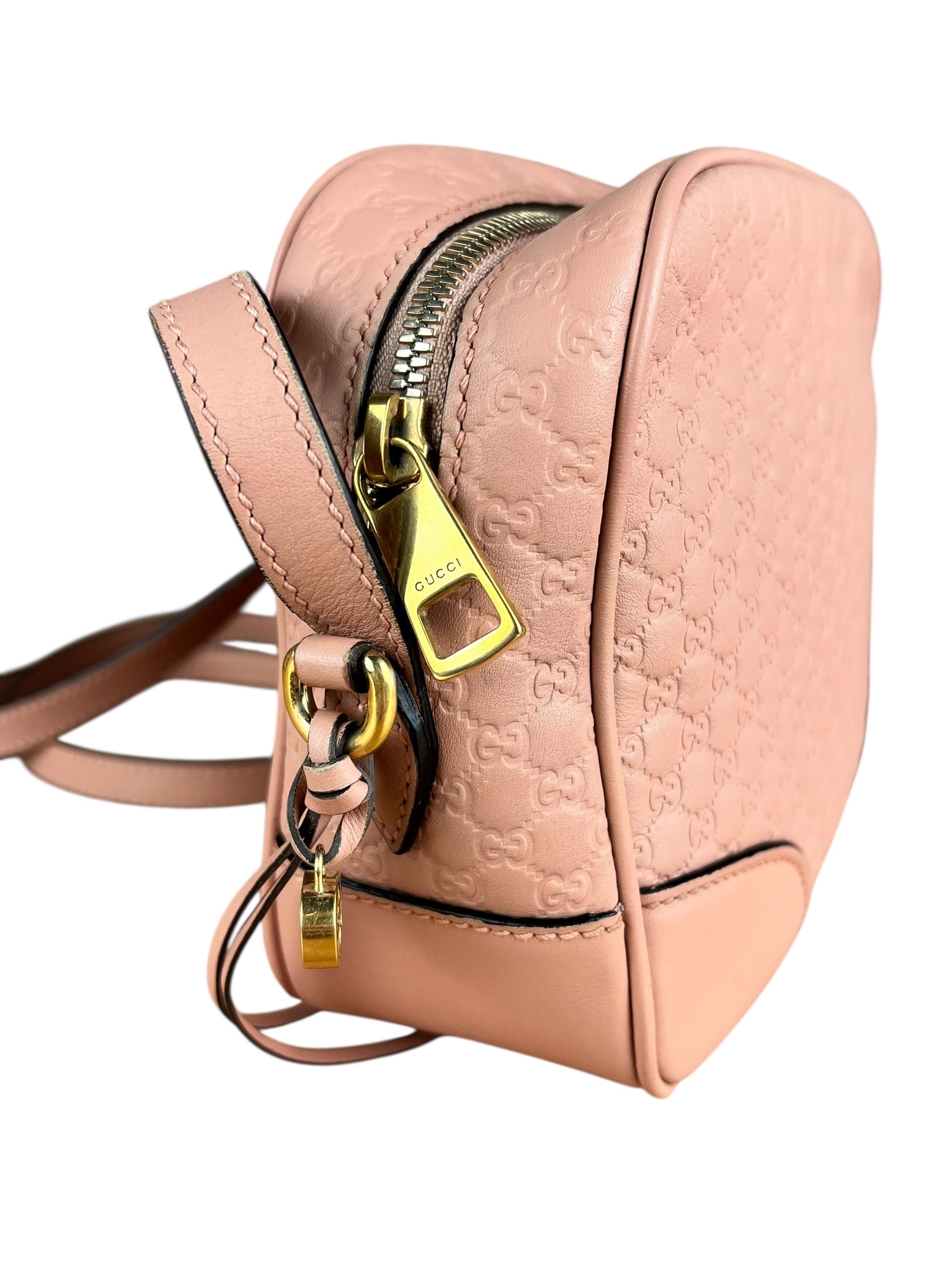 Gucci Bree Microguccissima Leather Camera Bag Pink