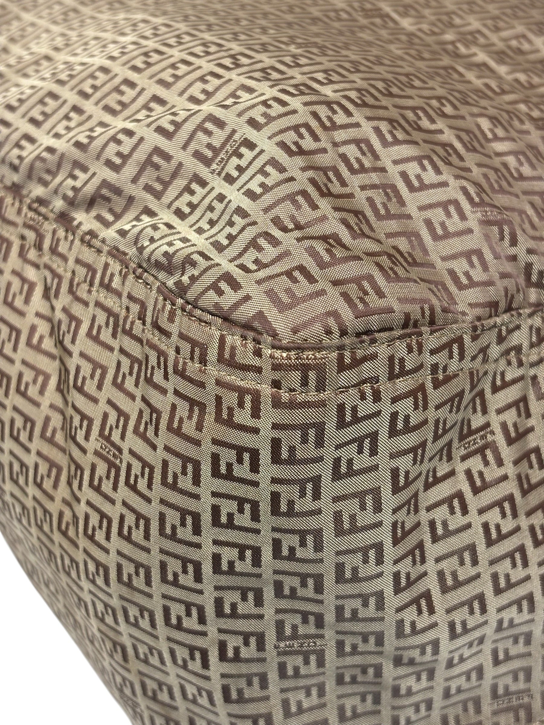 Fendi Brown Leather Trim Zucca Mamma Forever Baguette
