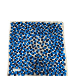 Yves Saint Laurent Cream/Blue Geometric Pattern Silk Scarf