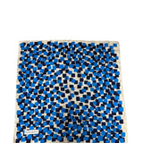 Yves Saint Laurent Cream/Blue Geometric Pattern Silk Scarf