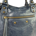 Balenciaga Navy Lambskin Moto Work Two-Way Bag