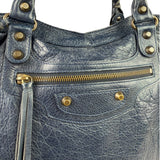 Balenciaga Navy Lambskin Moto Work Two-Way Bag