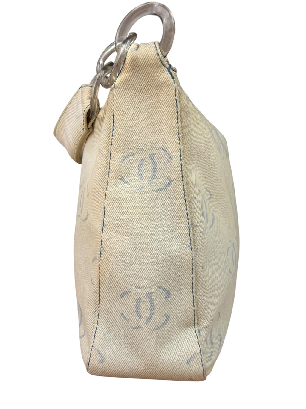 Chanel Light Washed Denim CC Canvas Logo Shoulder Bag 2002