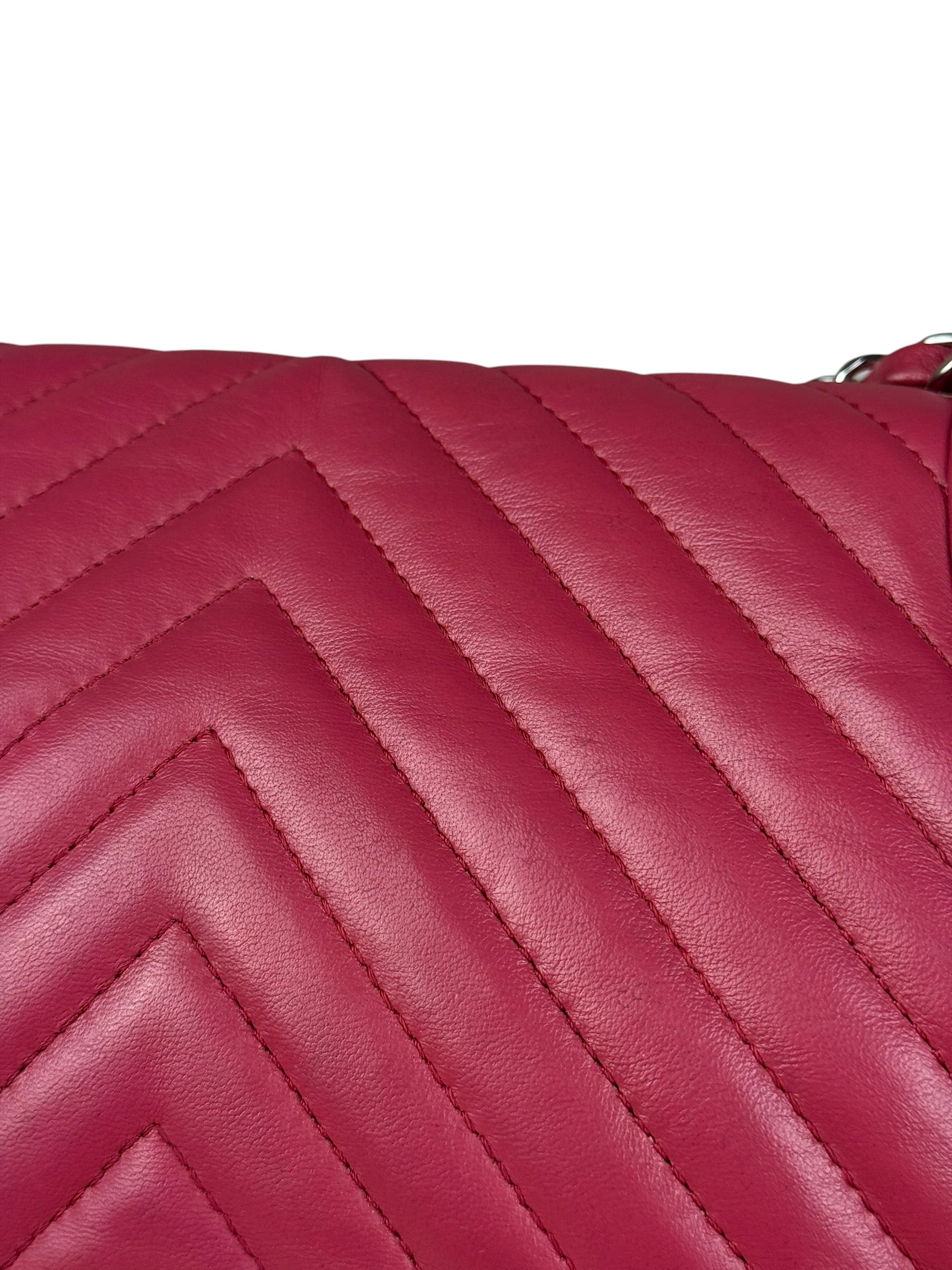 Chanel Pink Chevron Quilted Leather Medium Flap Bag 2018