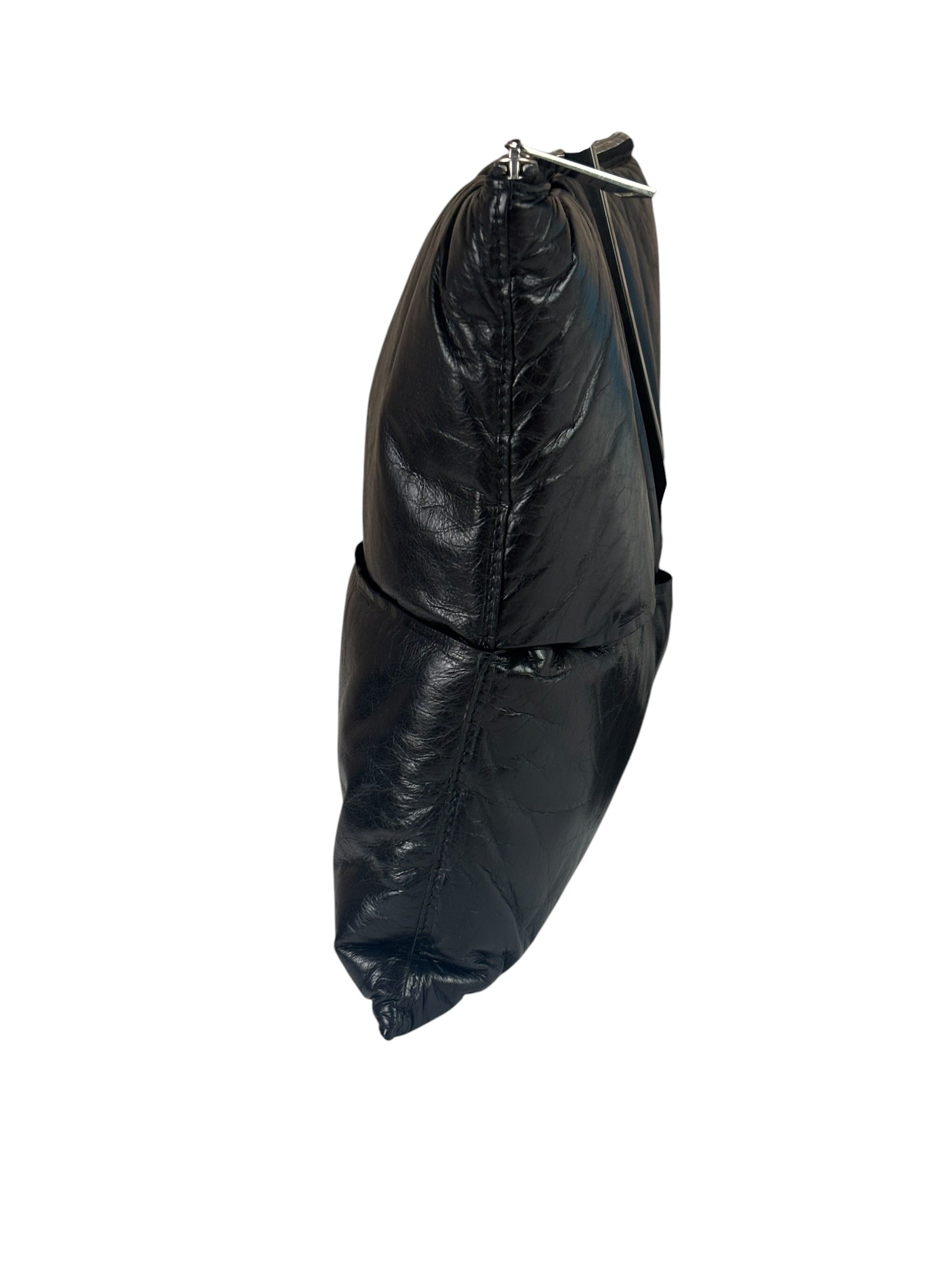 Bottega Veneta Black Leather Maxi Intrecciato Padded Pouch