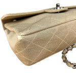 Chanel Vintage Beige Jersey Quilted Classic Flap Bag