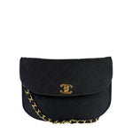 Chanel Black Quilted Satin Shoulder Bag
