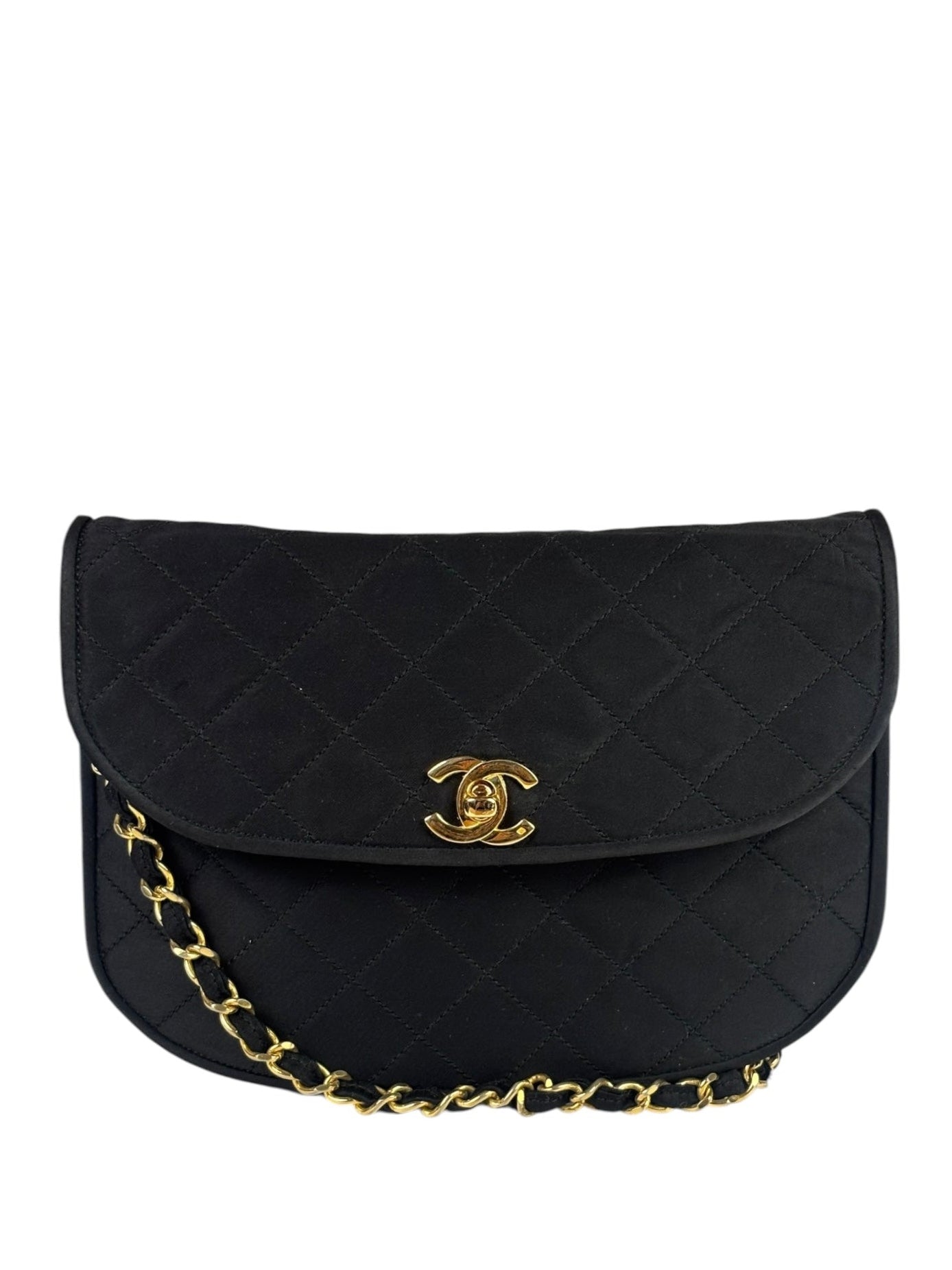 Chanel Black Quilted Satin Shoulder Bag