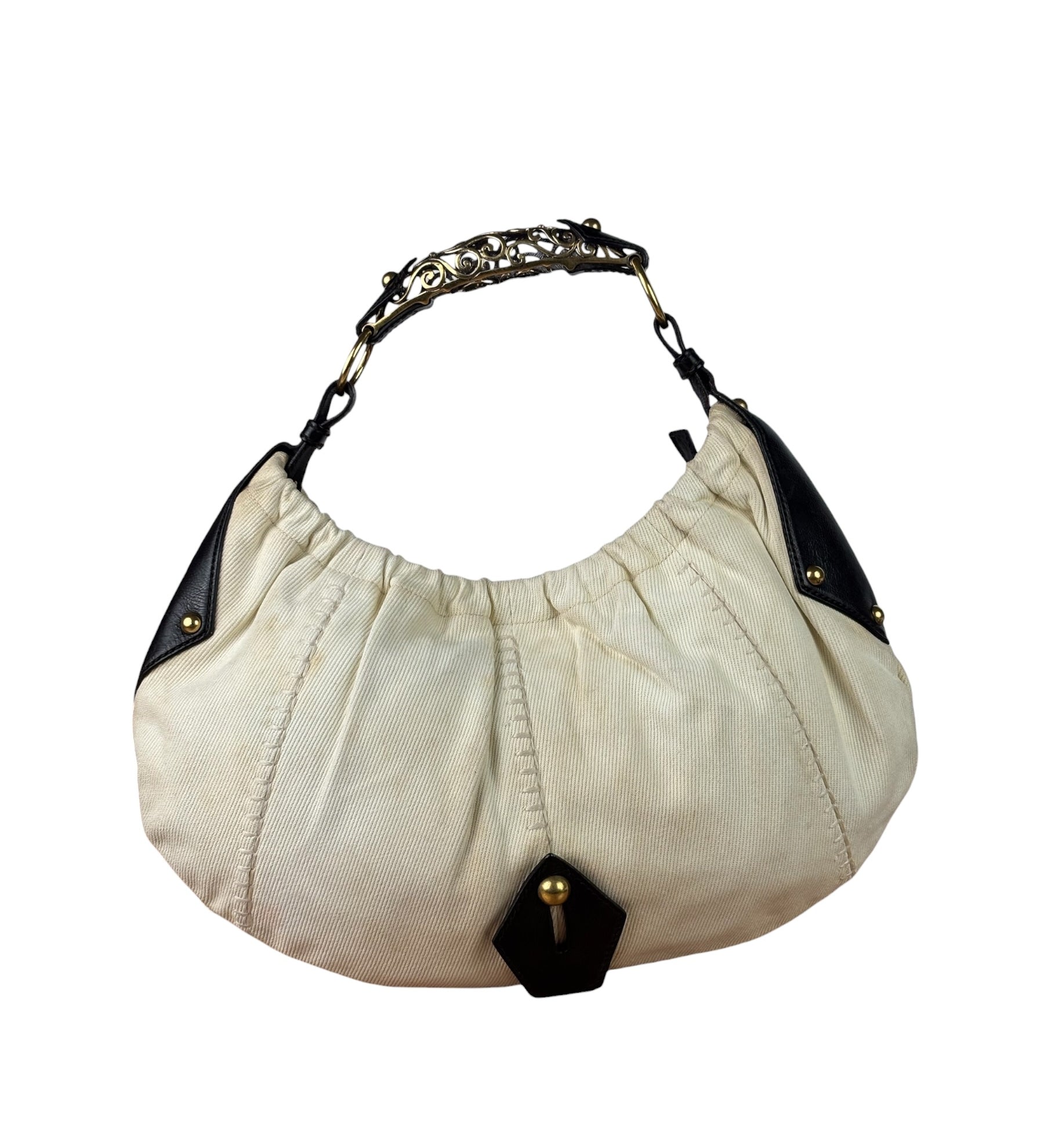 Saint Laurent White Canvas Mombasa Hobo Bag