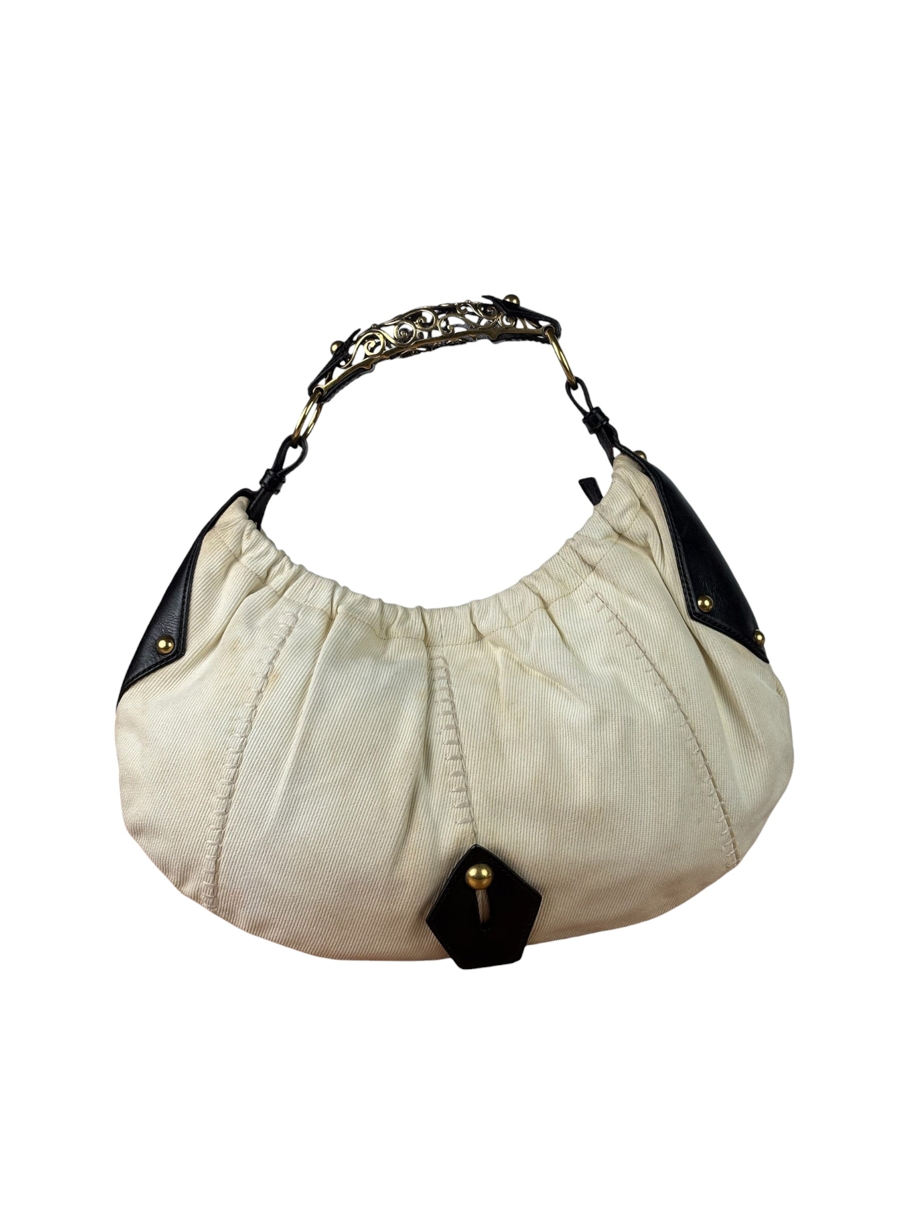 Saint Laurent White Canvas Mombasa Hobo Bag