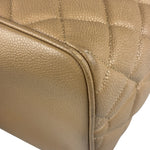 Chanel Vintage Beige Leather Diamond Quilted Medallion Tote Bag 2002