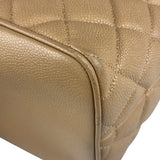 Chanel Vintage Beige Leather Diamond Quilted Medallion Tote Bag 2002