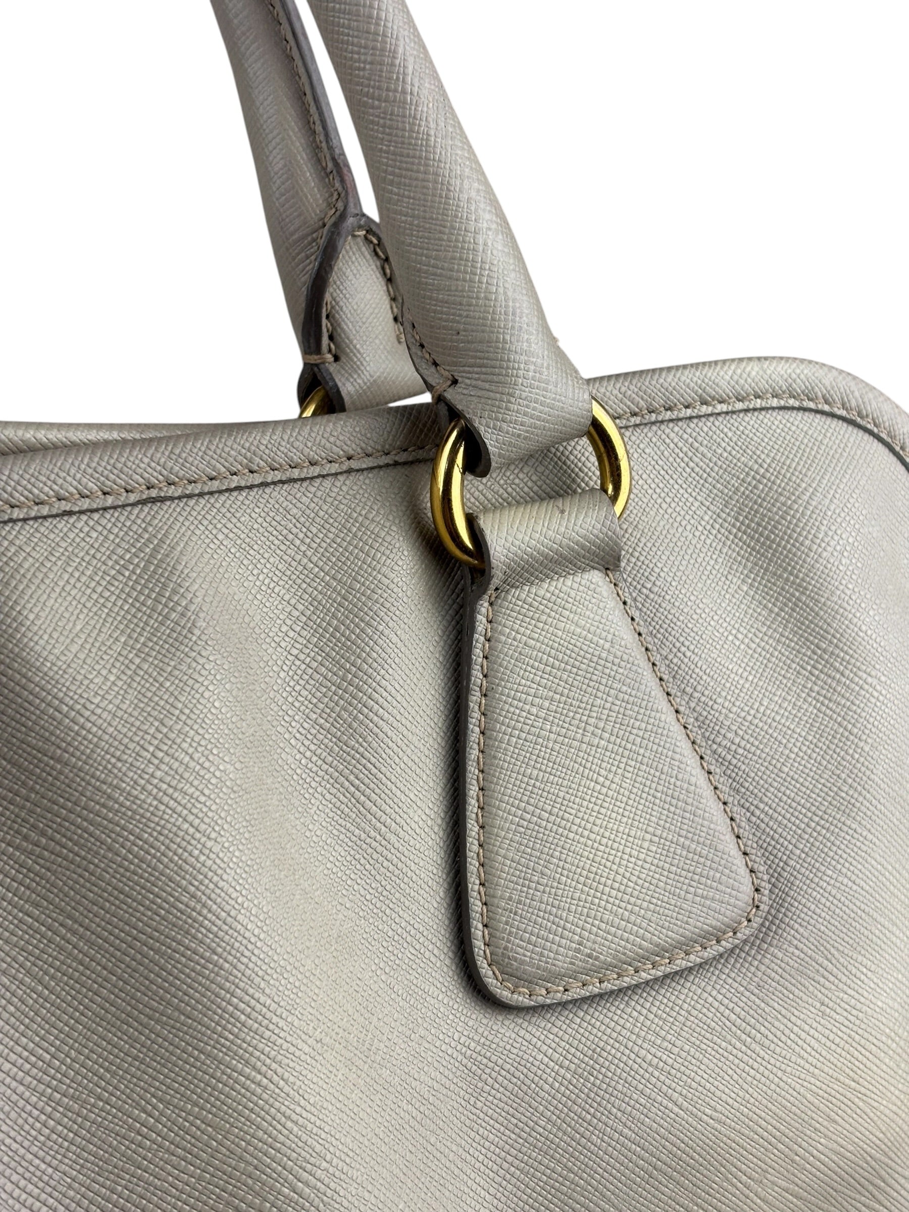 Prada Saffiano Lux Leather Grey 2Way Shopping Bag