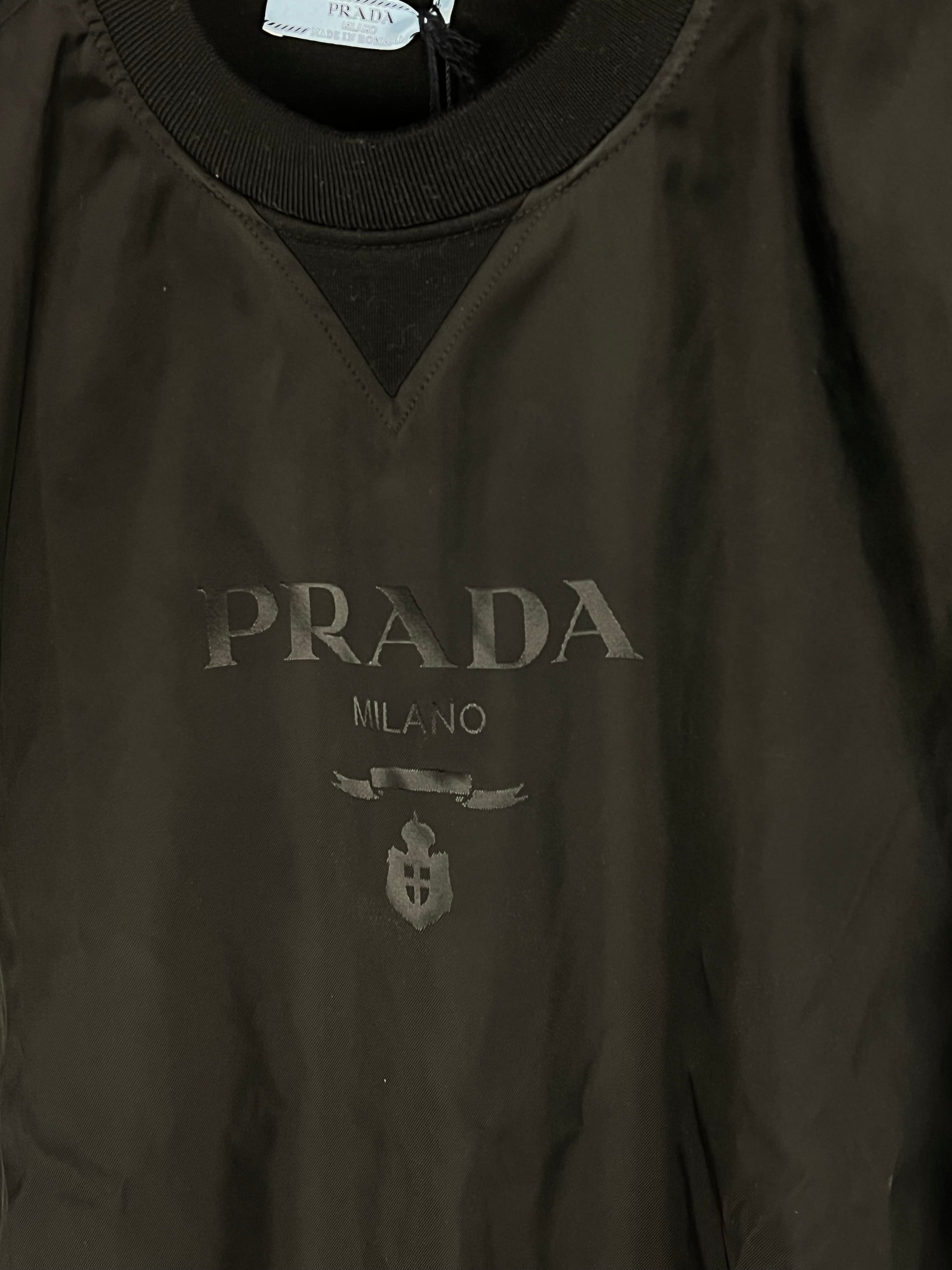 Prada Black Nylon Logo Pullover