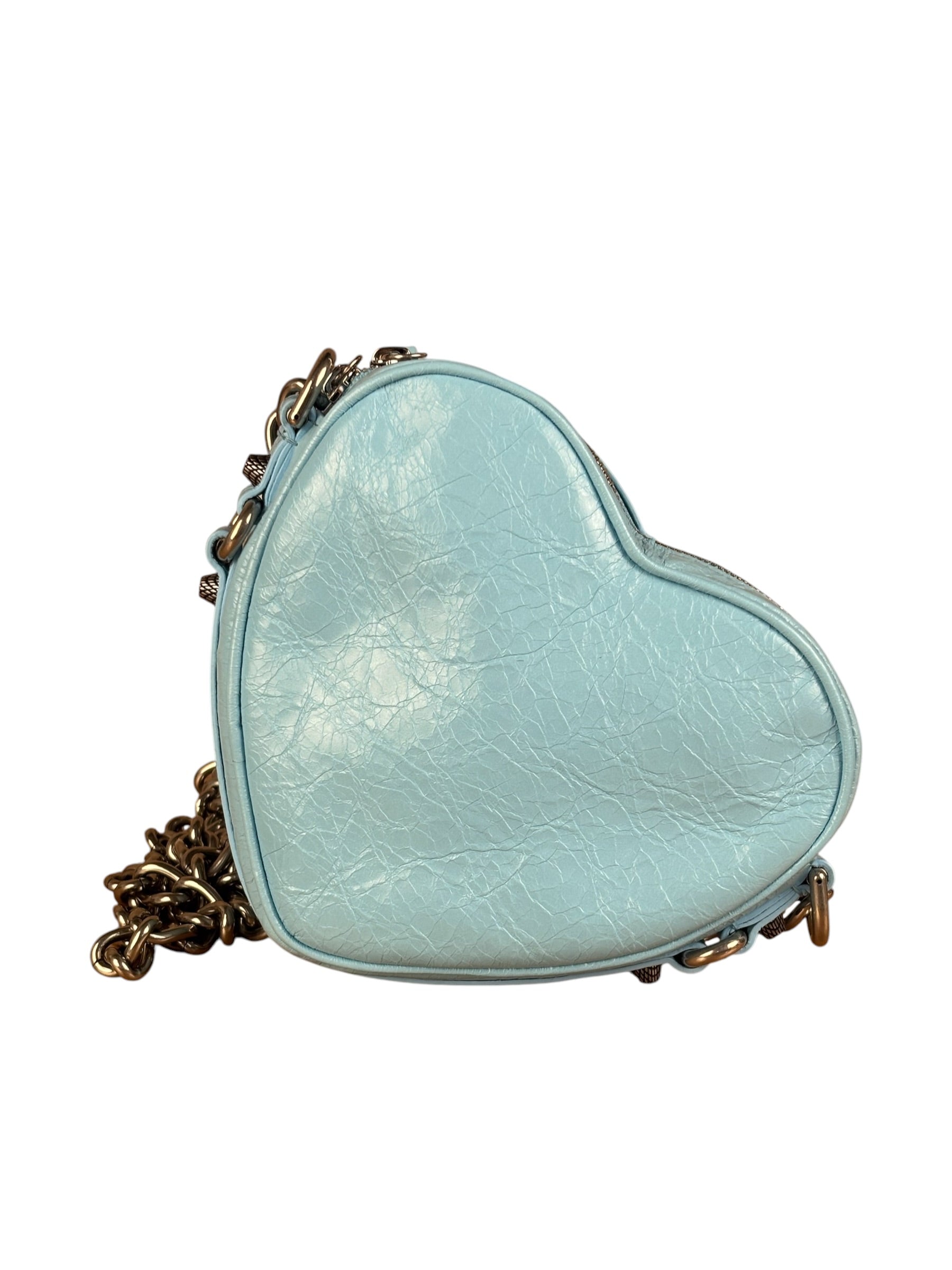 Balenciaga Light Blue Le Cagole Heart Mini Bag