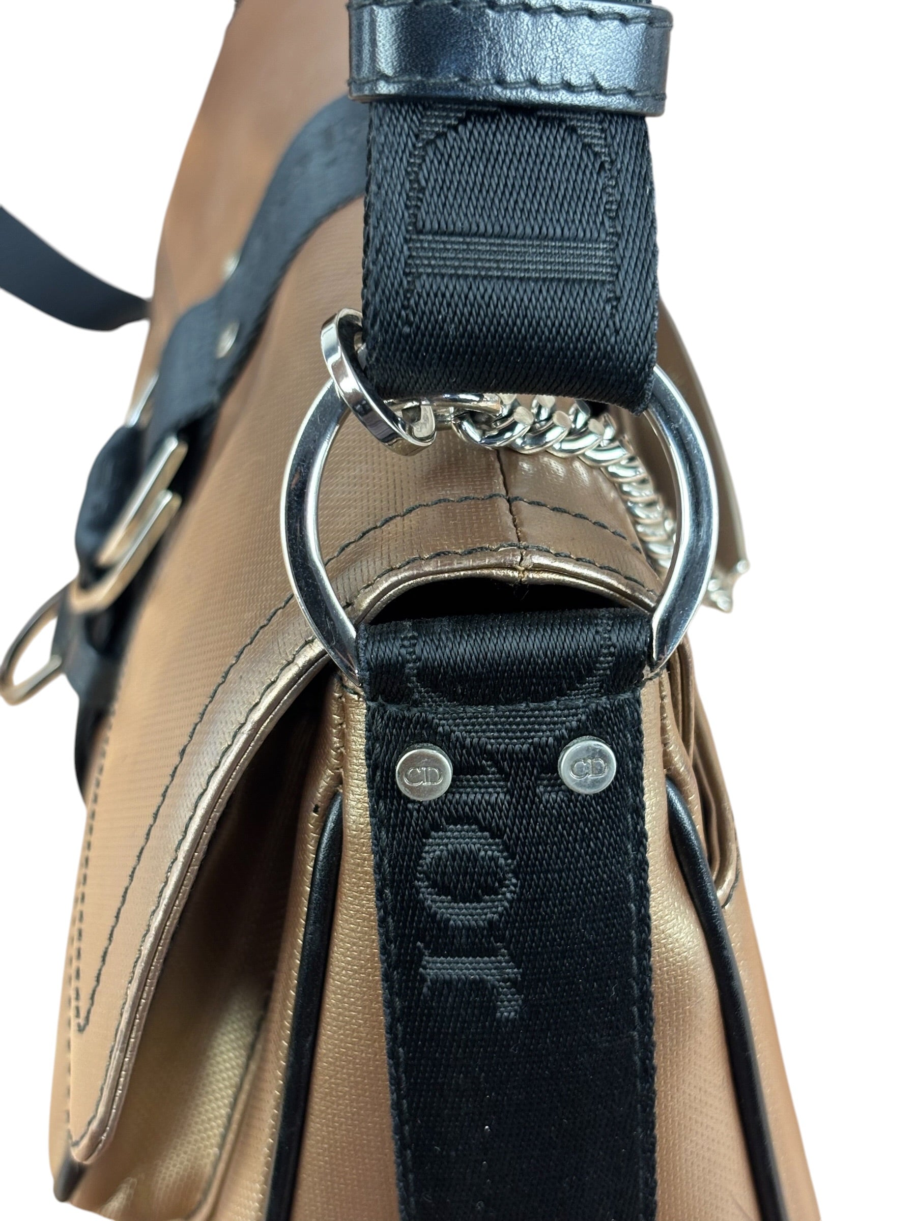 Christian Dior Bronze Coated Canvas Hardcore Shoulder Bag
