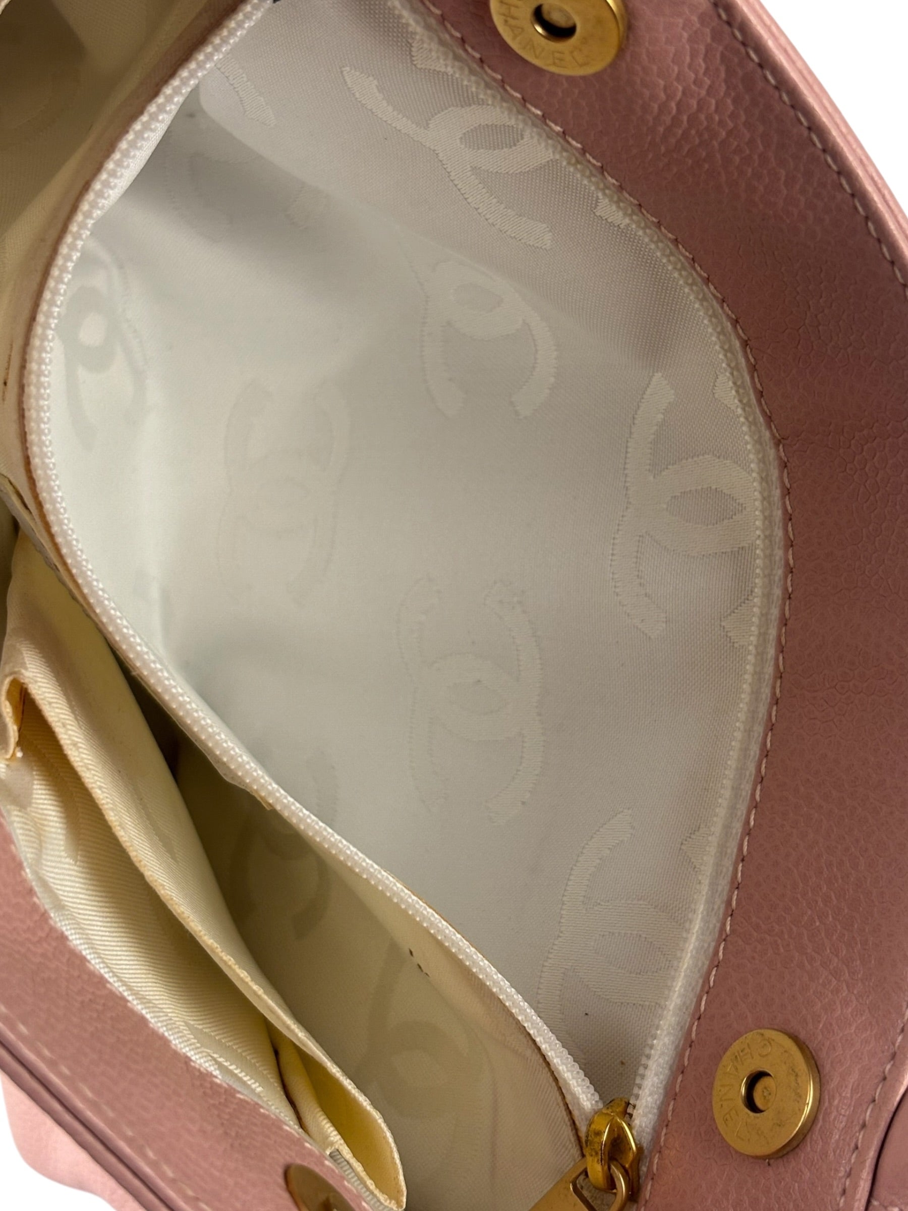Chanel CC Pink Caviar Leather Mini Tote Bag 2004