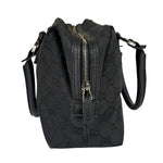 Gucci Black Leather Trim GG Top Handle Bag
