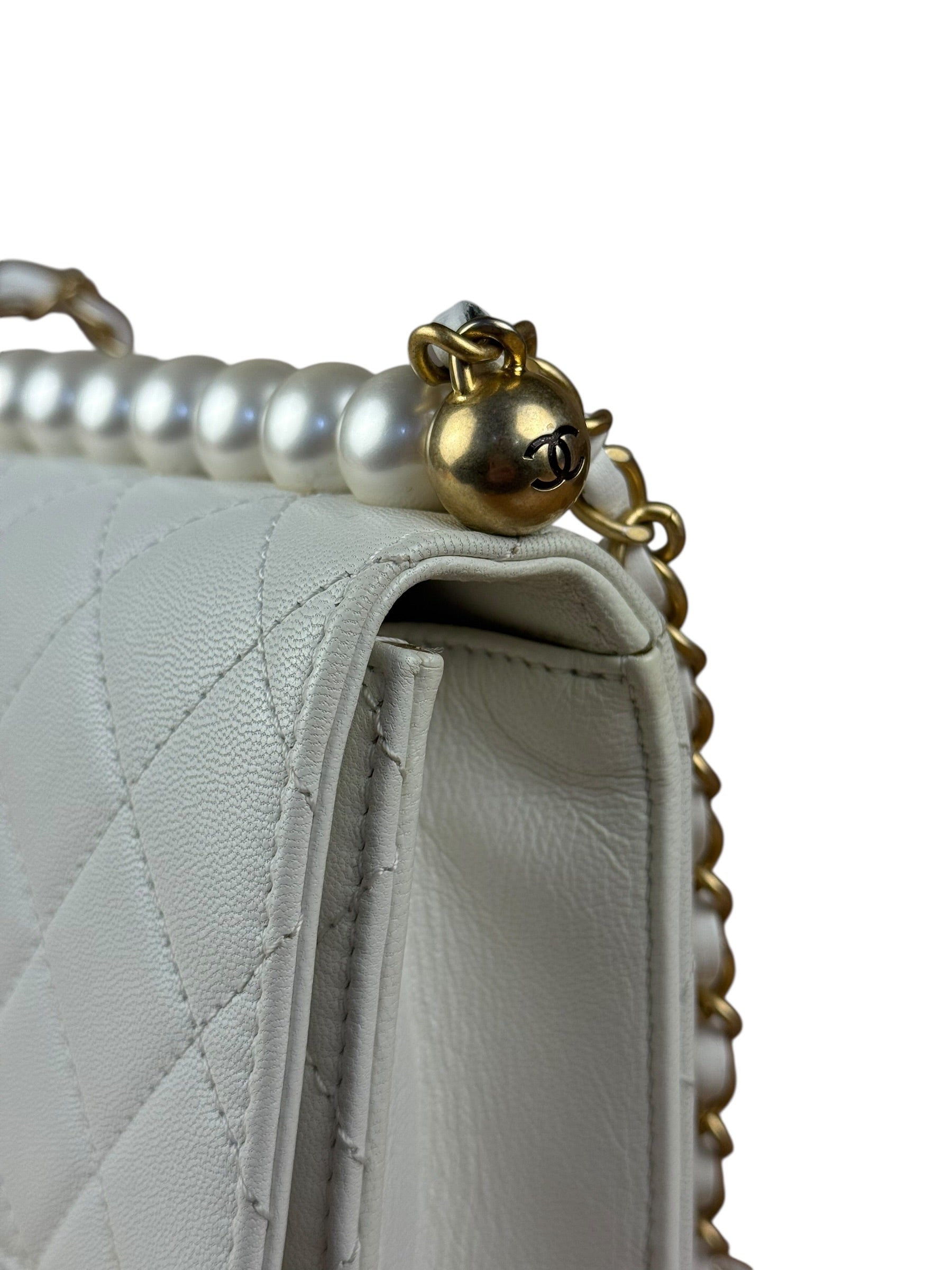 Chanel Small Chic Pearls White Flap Bag 2019